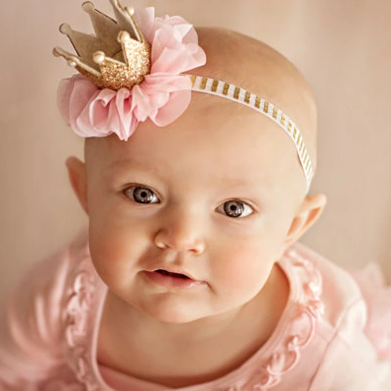 

Kids Crown Princess Headband Turban Flower Pearl Headbands for Girls Hair Accessories Lace Headwear Girls Elastic Hair Band