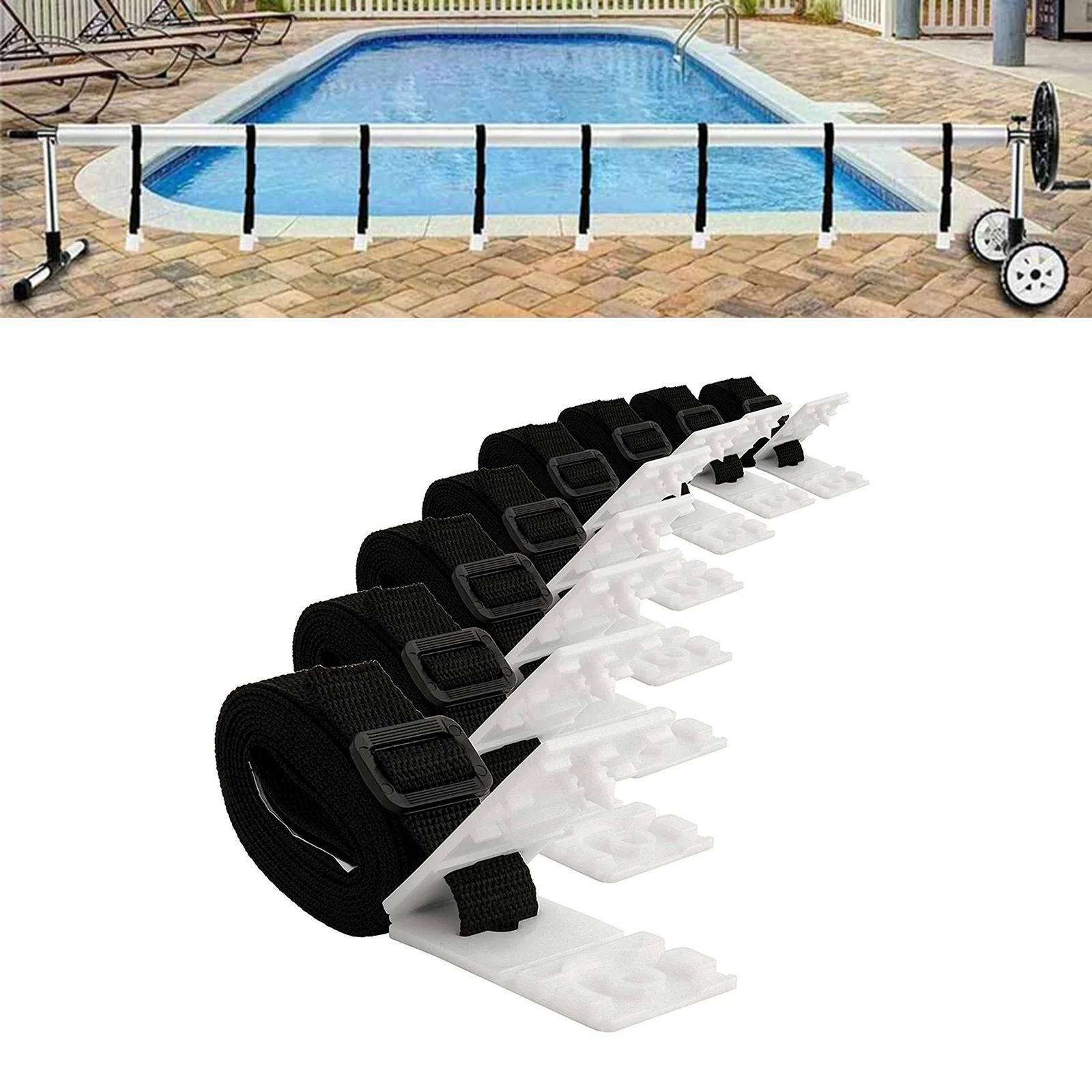 

Pool Cover Roller Attachment Solar Blanket Straps Connects Your Solar Cover to Your Solar Reel for most of Cover Rollers/Reels.