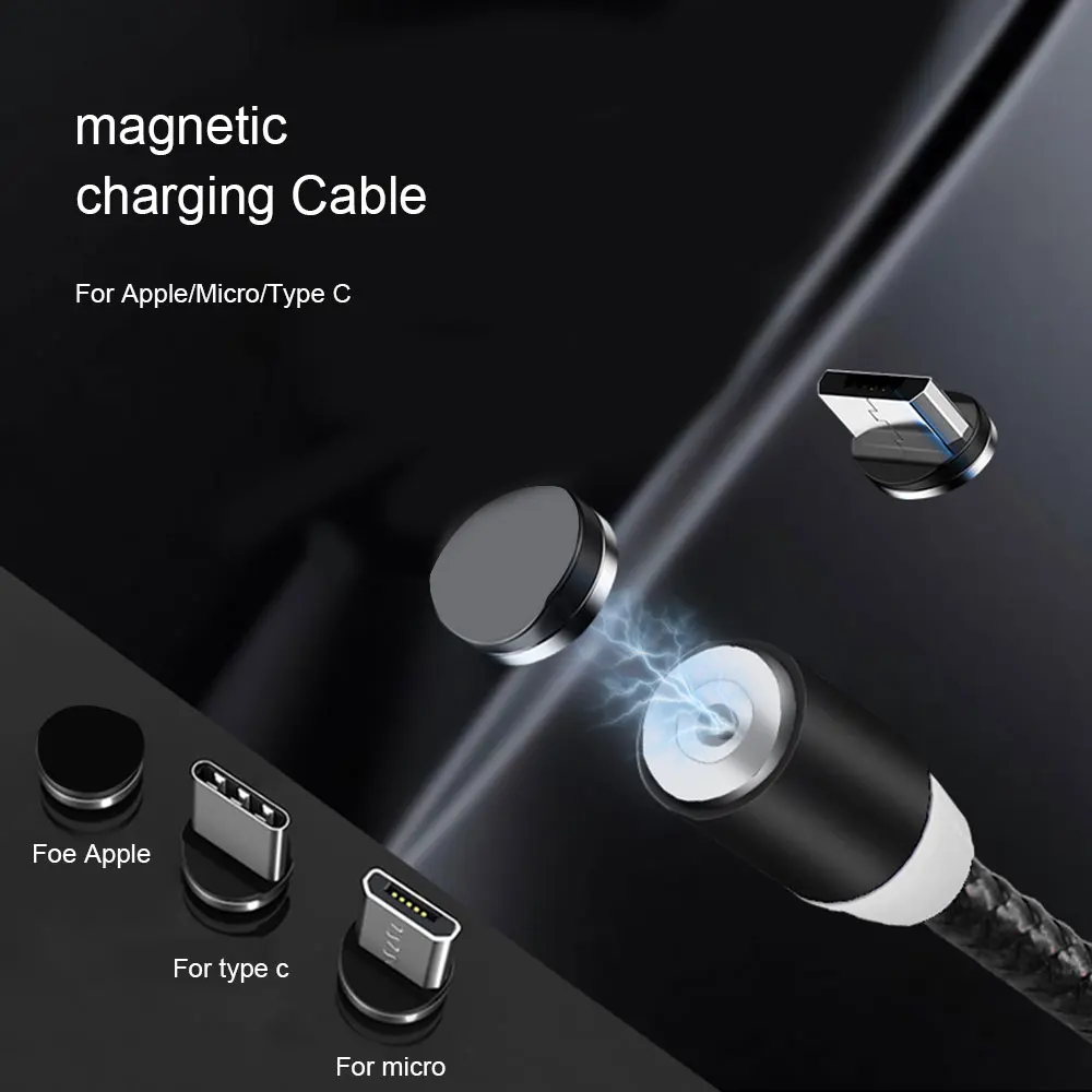 1 м Магнитный кабель 2A Быстрая зарядка для iPhone Micro USB кабель type C светодиодный индикатор зарядное устройство магнит мобильный телефон USB кабель Шнур