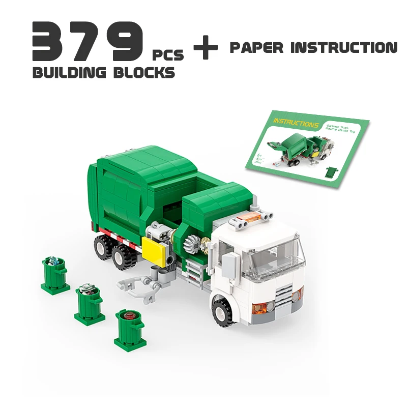 

City Garbage Car Transporter MOC Sanitation High-tech Truck Model Building Blocks Bricks Toys For Kids Gift