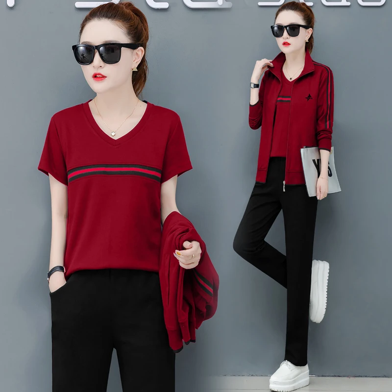 wine red Брендовая одежда для женщин, комплект из 3 предметов, куртка, рубашка, брюки, костюм размера плюс, спортивный костюм, костюмы, сочетающиеся зимне-осенние комплекты из 2 предметов - Цвет: wine red