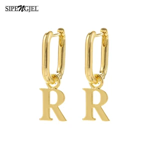 Женские Висячие серьги-подвески SIPENGJEL, винтажные геометрические золотистые серьги-кольца с A-Z буквами, ювелирные изделия