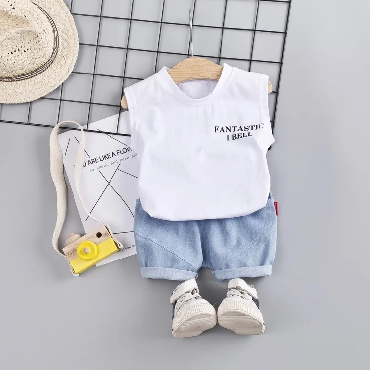 Toddler Boy Clothes Children's Summer New Cartoon Pullover Vest Shorts Two-piece Boy's Children's Sleeveless Vest Suit