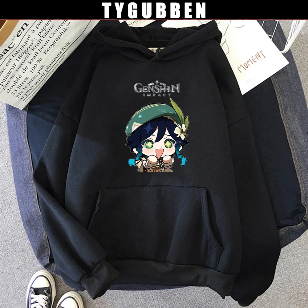 

Популярная игра Genshin Impact Venti с забавным принтом Harajuku Толстовка с капюшоном 2021 осенне-зимние толстовки большого размера женские толстовки