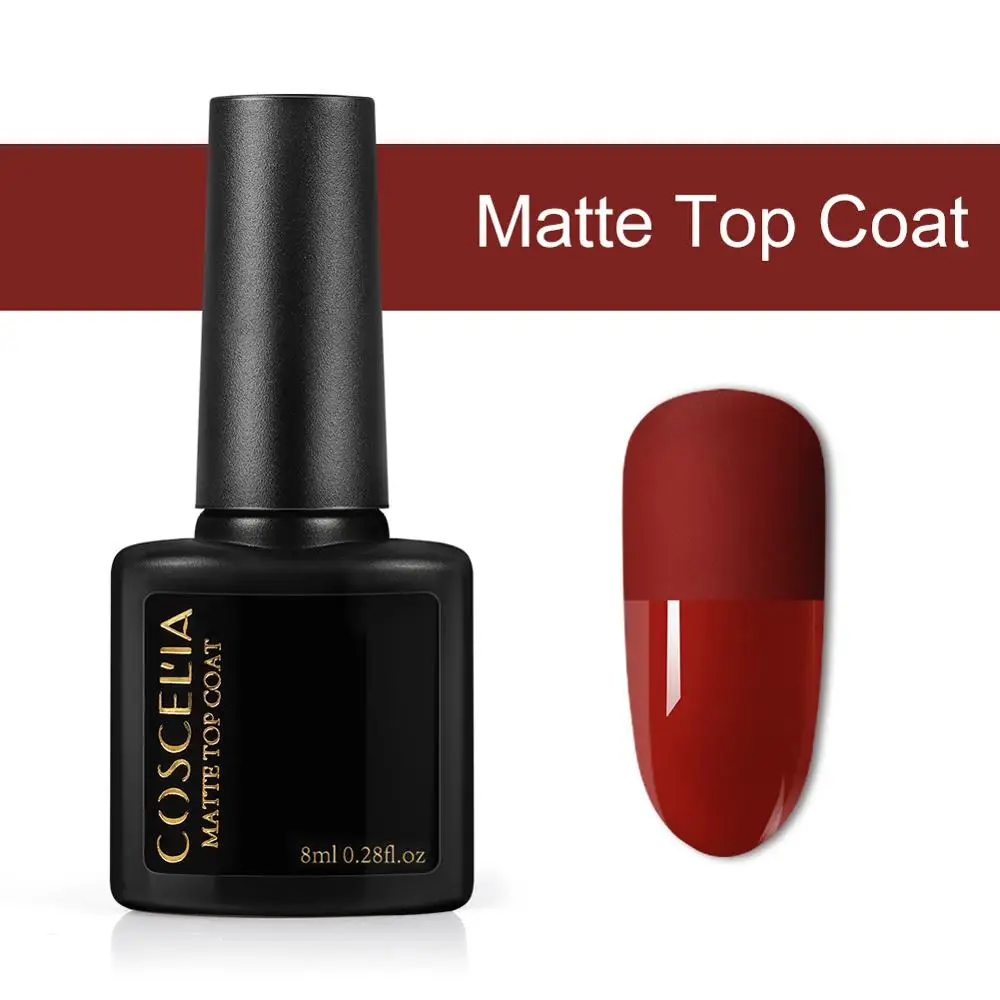 Матовый верхний слой COSCELIA 8 мл Базовое покрытие верхнее УФ гель лак для ногтей