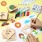 Деревянная картина трафарет шаблон Дети творческие DIY граффити инструмент для рисования раскраска доска набор забавная развивающая игрушка