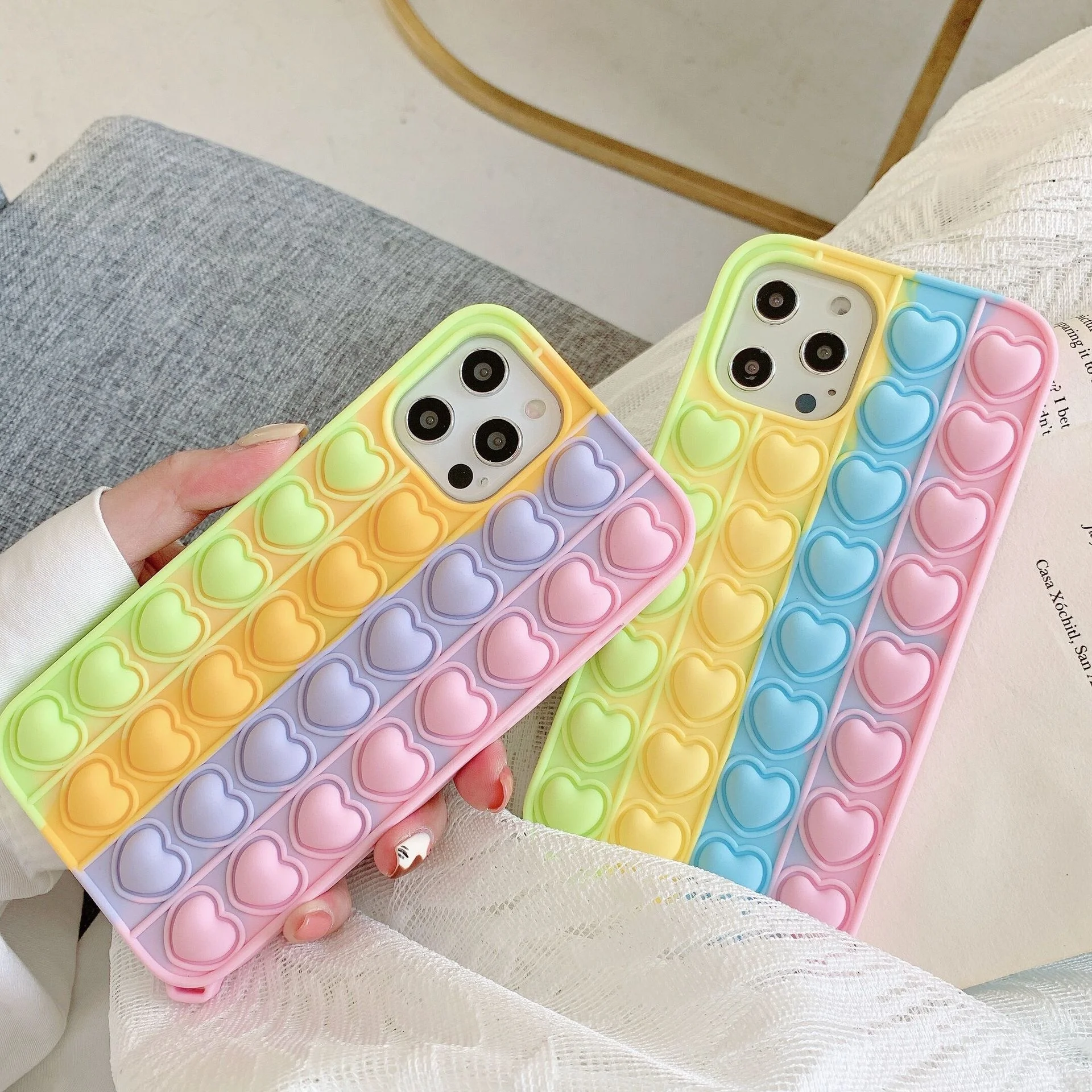 relieve stress phone case for apple iphone 8 plus xr fidget its push bubble funda pop cartoon iphone11 12 pro max se cover adult free global shipping