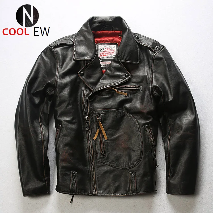 

Free shipping.wholesales,quality mens slim genuine leather jacket.motor biker tea core cowhide coat.vintage leather clothes.