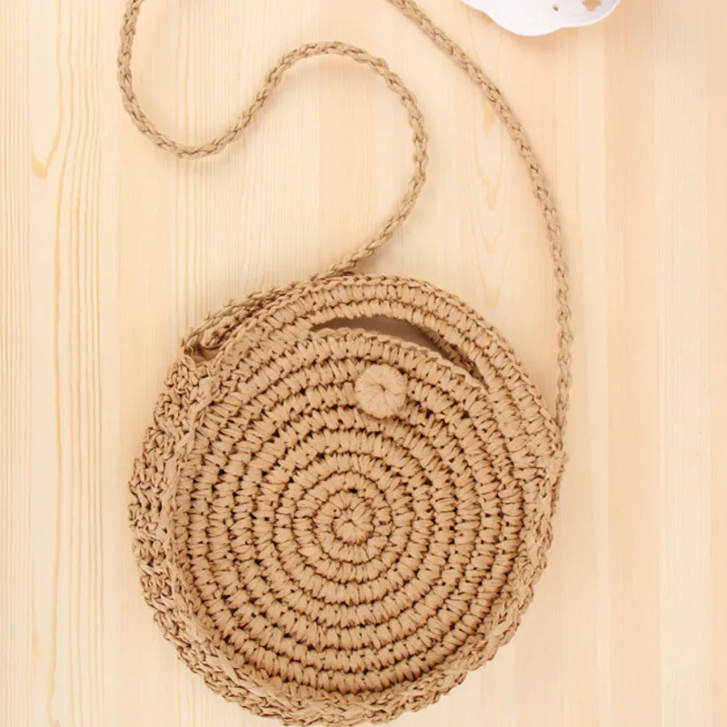 

Fashion Holiday Beach Hand Woven Zipper HandBag Portable Shoulder Leisure Straw Crossbody Bags For Women Artificial Weaving