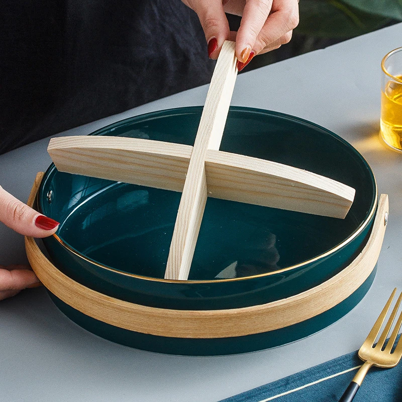 Скандинавские Керамические 4 сетки тарелка для фруктов орехов креативный с