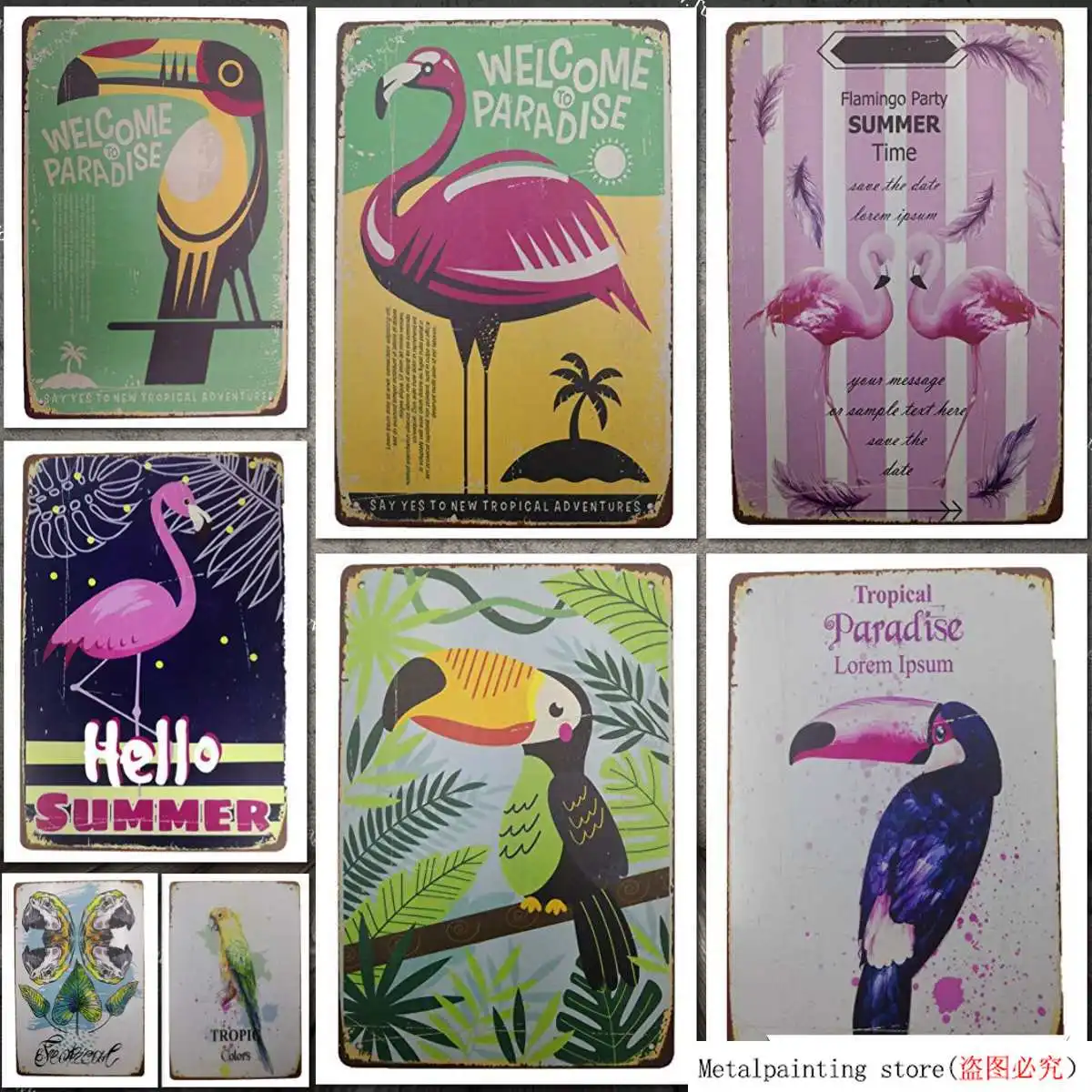 Металлическая винтажная жестяная вывеска Декор-птица Настенный декор для бара