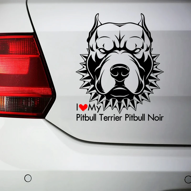 наклейки на авто Я люблю своего питбультерьера Pitbull Noir Dog наклейка черная