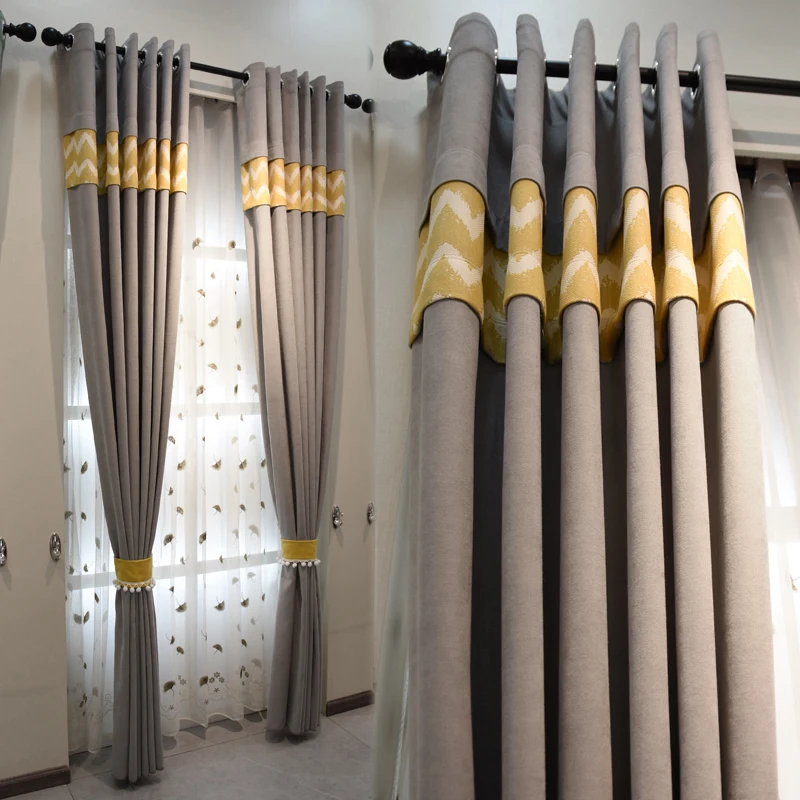 

Nordic Simple Modern High-end Atmosphere Stitching Blackout Curtains for Bedroom Living Room Curtains