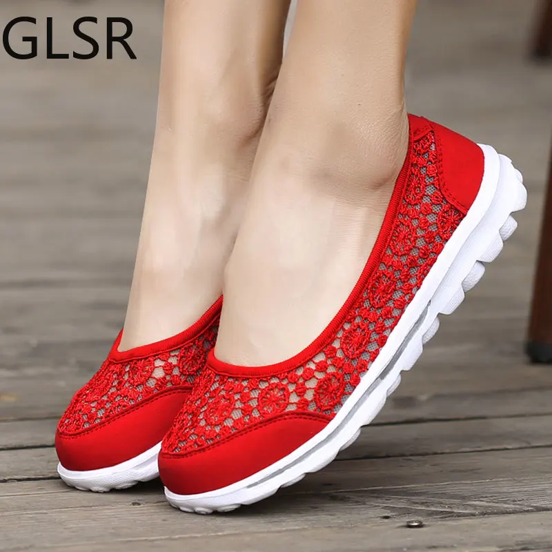 

Hollow Lace Flat Shoes Women Summer Slip on Loafers Breathable Shallow Boat Shoes Ladies Shoes Casual Fashion Black Sneakers
