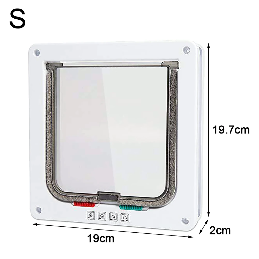 

Cat Flap Door With 4 Way Lock Security Flap Door For Kitten Puppy Pets Plastic Animal Small Cat Dog Gate Door Kit Pet Supplies