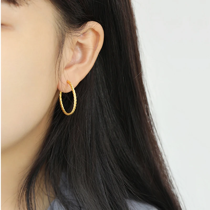 

INS Real 925 Sterling Silver Spiral Stud Earrings For Fashion Women Party Minimalist Fine Jewelry 18k gold Accessories Gift