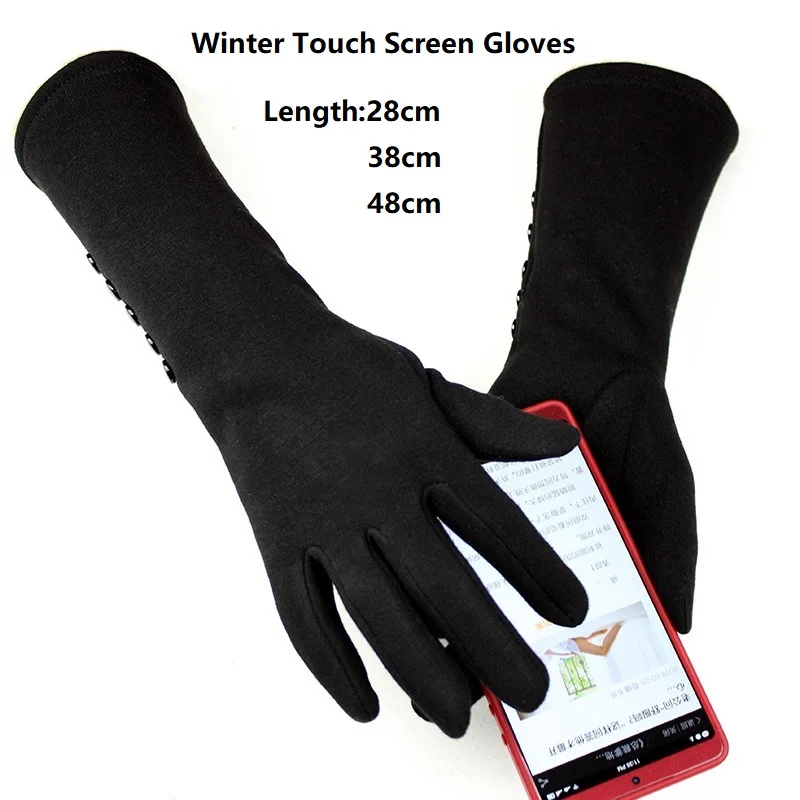 

Fashion Elegant Female Cotton Knit Touch Screen Gloves Winter Women Warm Long Full Finger Gloves 28cm/38cm/48cm