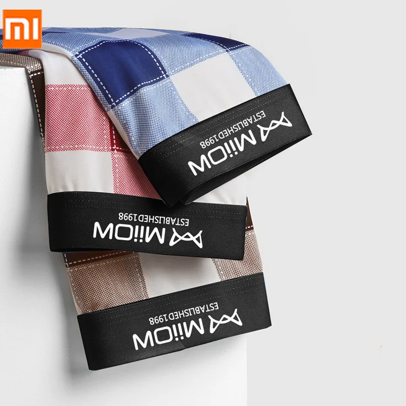 

Антибактериальные мужские хлопковые трусы-боксеры XiaoMi mijia Graphene, дышащие, безопасные для здоровья, в клетку, модные Молодежные трусы