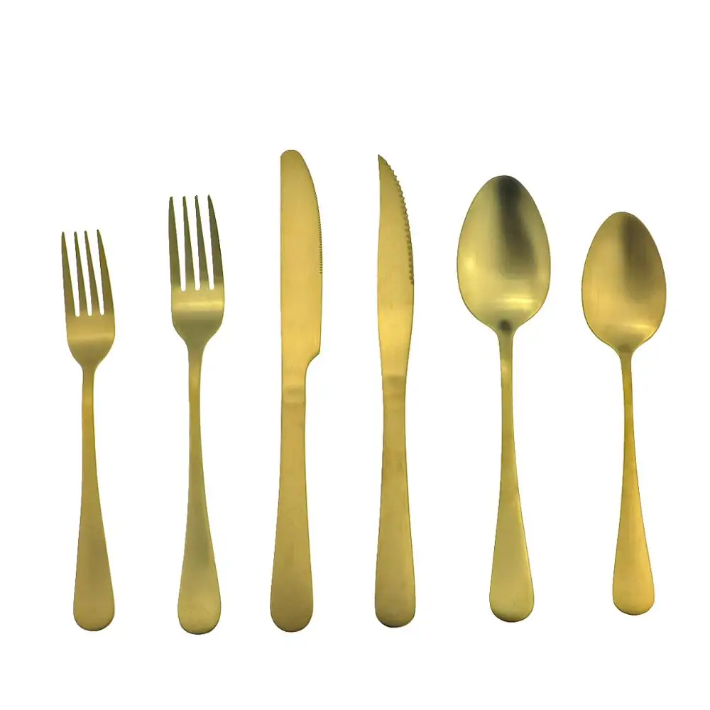 Новая столовая посуда 304 столовые приборы из нержавеющей стали матовое золото
