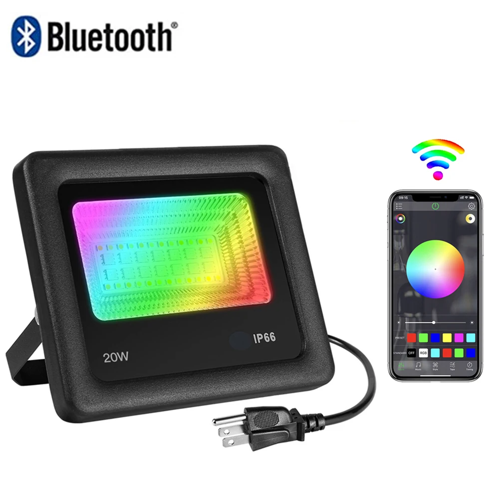 

Светодиодный RGB прожектор с Bluetooth, уличный Точечный светильник с управлением через приложение, RGB точесветильник светильник для KTV, бара, сце...