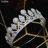 trendy 3a cubic zirconia wedding bridal tiaras and crowns for women zircon pageant headpieces cz hair jewelry for quinceanera