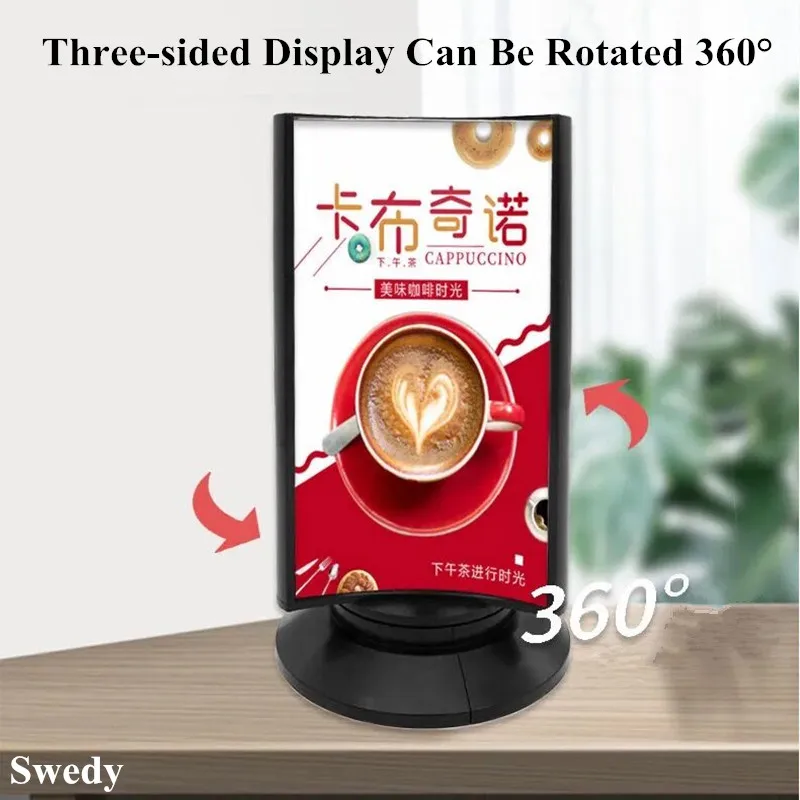 360 Degree Rotating Plastic Sign Holder Stand Tables Poster Picture Photo Display Frame Promotion Advertising |