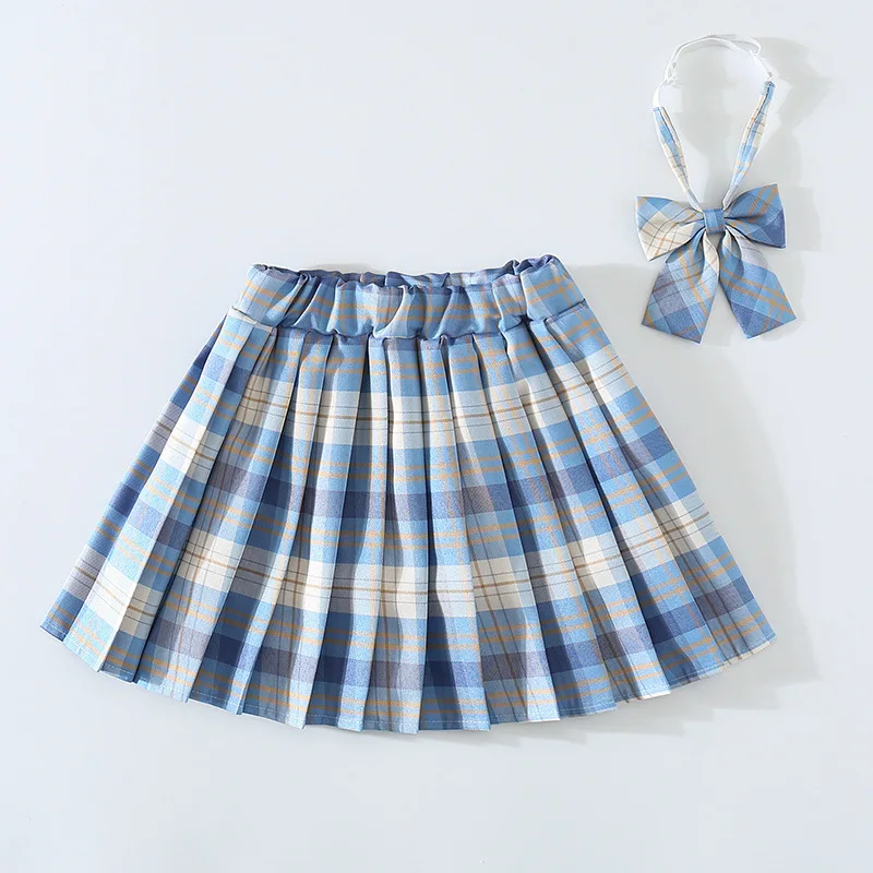 

Girls JK Uniform Skirt Spring And Autumn Plaid Children's Short Skirt Pupils Big Kids Half-length Pleated Clothes