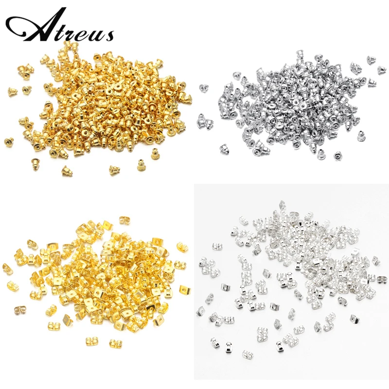 100 шт./лот анти аллергические металлические серьги задняя вилка колпачок DIY