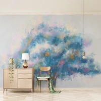 custom wallpaper simple oil painting leaves tree art style family enterprise wall decoration size customization multiple options