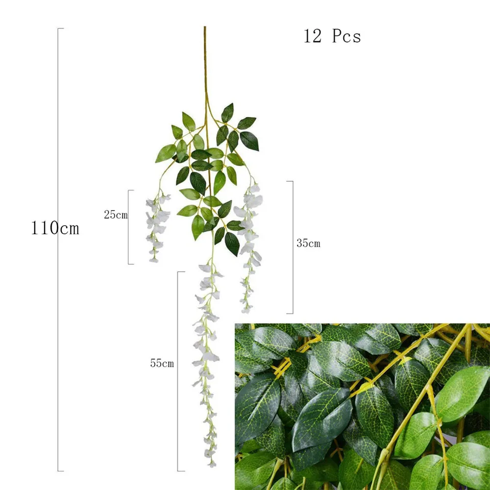 NEW 12Pcs искусственная Вистерия лоза ротанга висячие гирлянды цветы 12 шт Поддельные