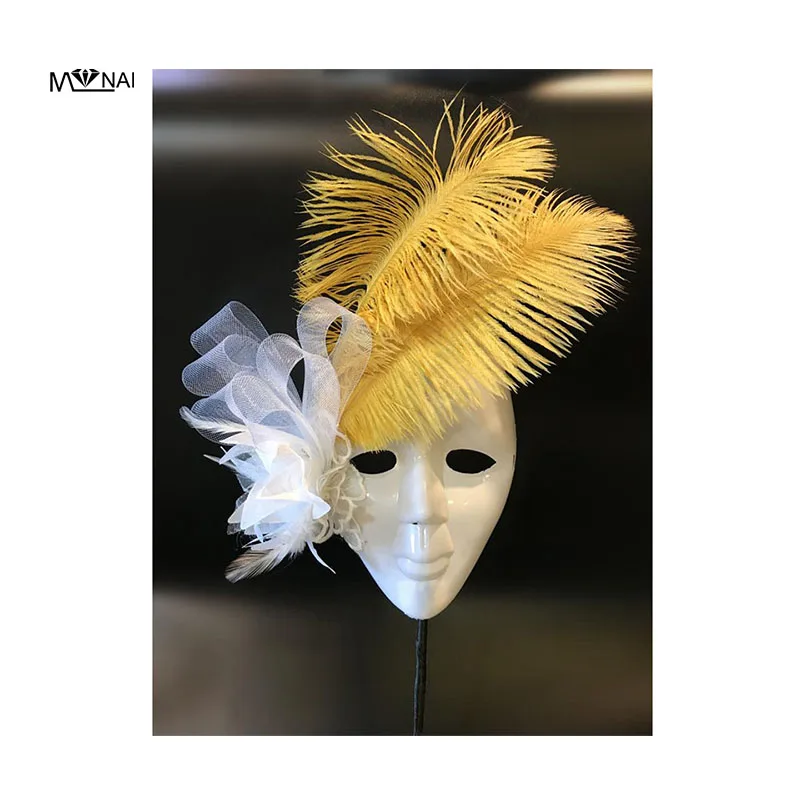 

Gothic WomenBlack WhiteFeather Floral Mask For Masquerade Party Costume Halloween Face Masks Handmade