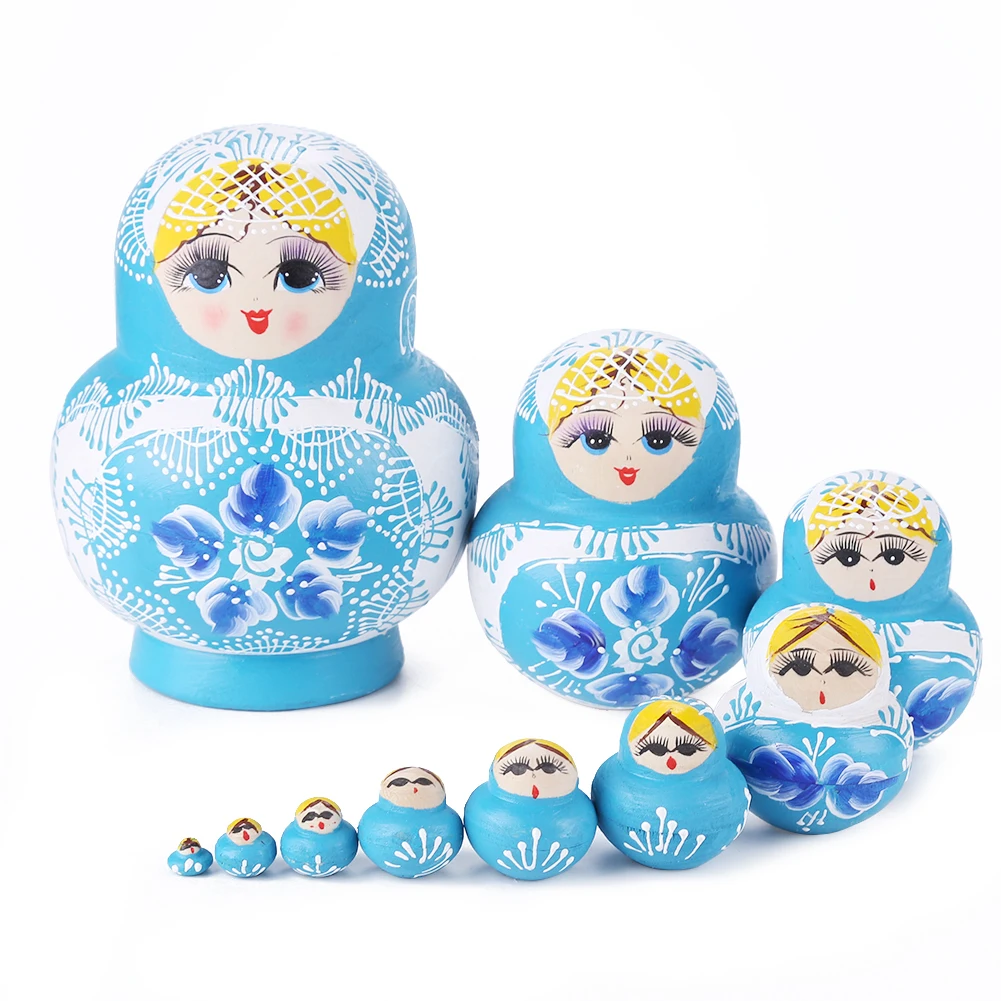 

5/10 Layers Matryoshka Wooden Dolls Lovely Cartoon Painted Girl Nesting Russian Dolls Handicraft Home Decor Kid Gift