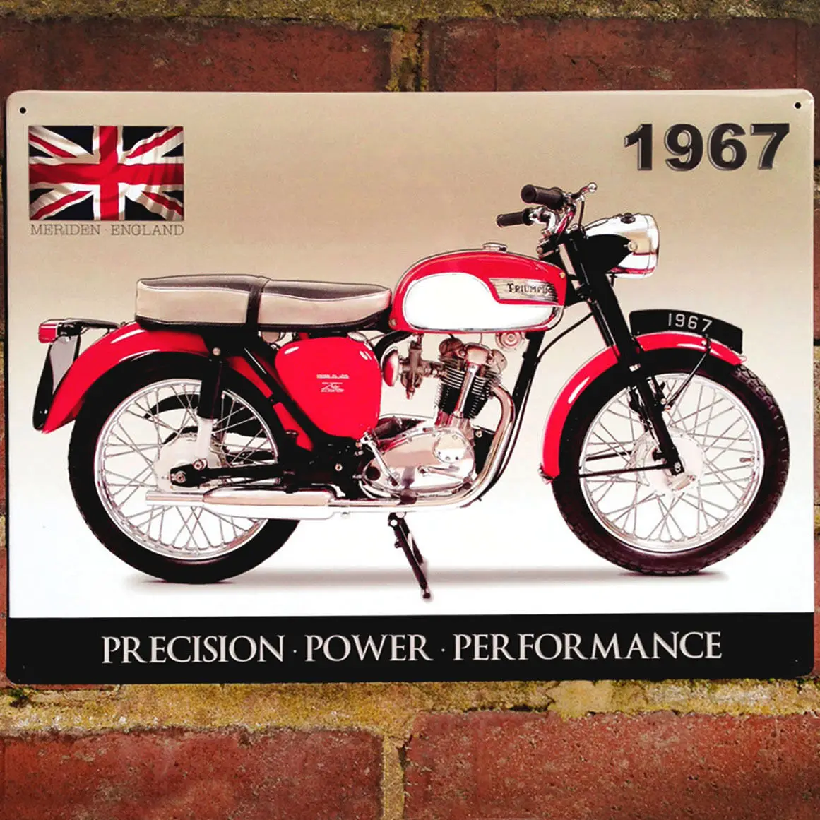 

Двигатель жестяная вывеска Triumph 1967 металла плакат стены гаражный знак в деревенском стиле пин-ап плакат табличка для бара Настенный декор