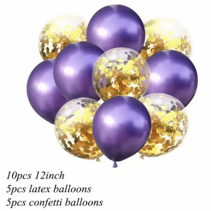 metal purple gold 10 шт./лот, 12 дюймов, металлические цвета, латексные шары, воздушные шары с конфетти, надувной шар для дня рождения, свадьбы, вечеринки, поставки воздушных шаров - Цвет: metal purple gold