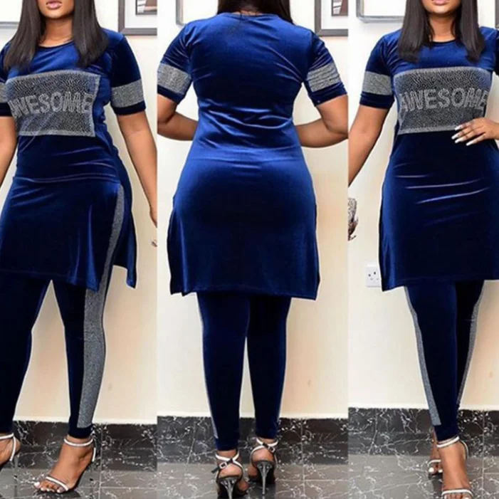 Комплект из 2 предметов платье Дашики со стразами брюки африканская одежда базин