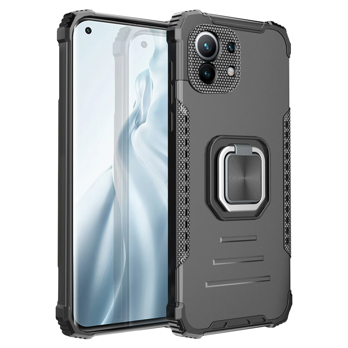 

Aluminum Alloy TPU Anti Fall Case For Xiaomi Mi 11 Redmi Note 10Pro 10S Mi 10T Lite Poco X3 NFC Redmi 10X Metal Ring Cover Coque