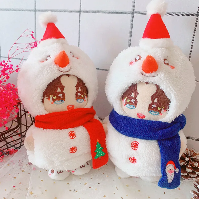 

20cm Christmas Snowman Plush Doll's Clothes Hat Pants Accessories for Korea Kpop EXO Idol Dolls Clothing Fans Gift for Girl