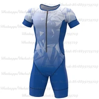 one piece bodysuit cycling skinsuit short sleeve racing team bike triathlon men blue gray ciclismo speedsuit breathable jumpsuit