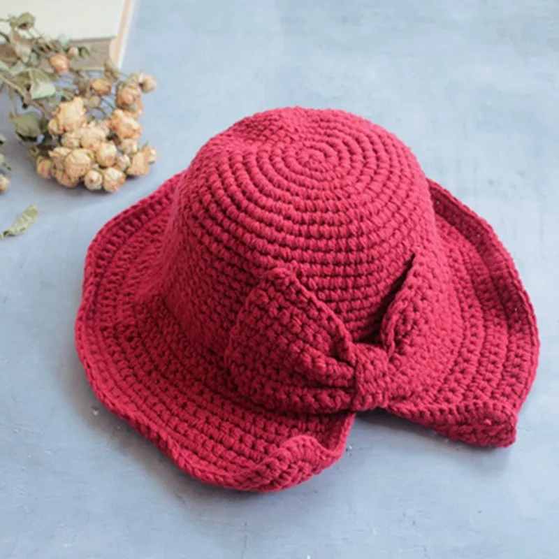 Вязаная вручную шапка детская осенне зимняя шерстяная корейская модная