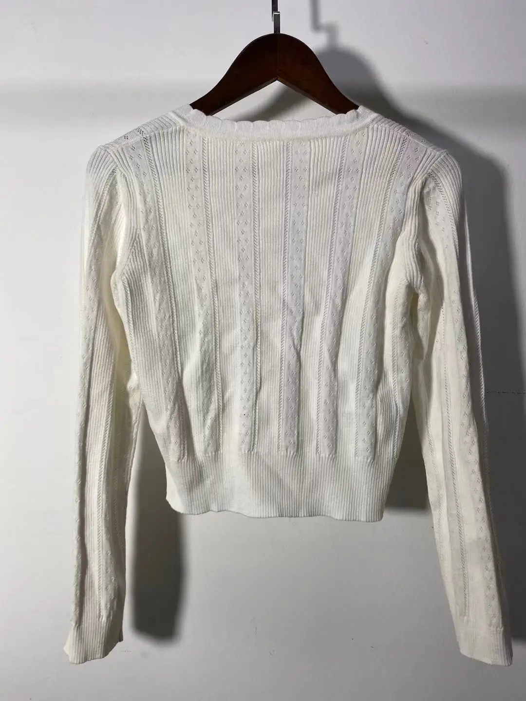 

2021 New Women Knitted Short Cardigan Ladies O-neck Long Sleeve Hollow out Single-Breasted Sweater Outwear Tops Sweet Knitwear