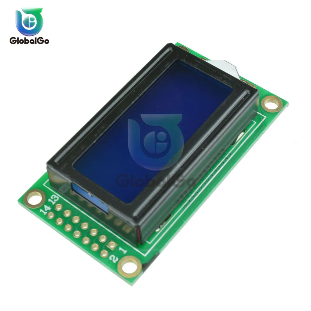 ЖК модуль Синий Желтый экран IIC/I2C 0802 для arduino LCD 8x2 символьный 5 В|Детали и