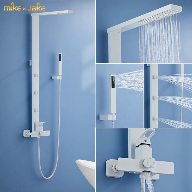 

bathroom white rainfall shower set with side message spray shower mixer set white bath mixer shower shower four function shower