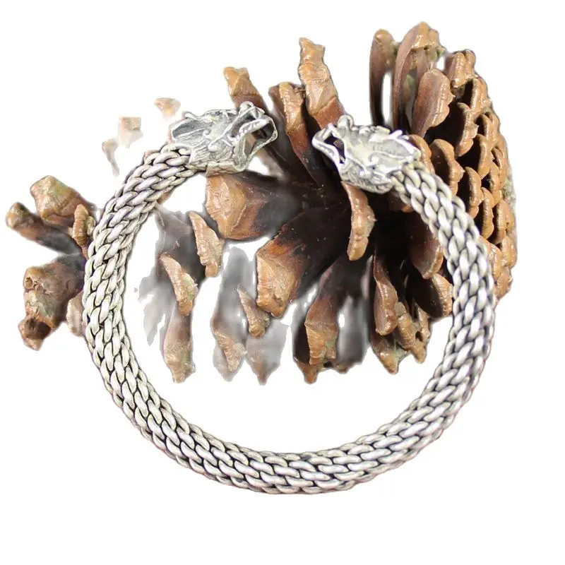 

Accessories, jewelry, wear, antique silver, double dragon, pearl bracelet.
