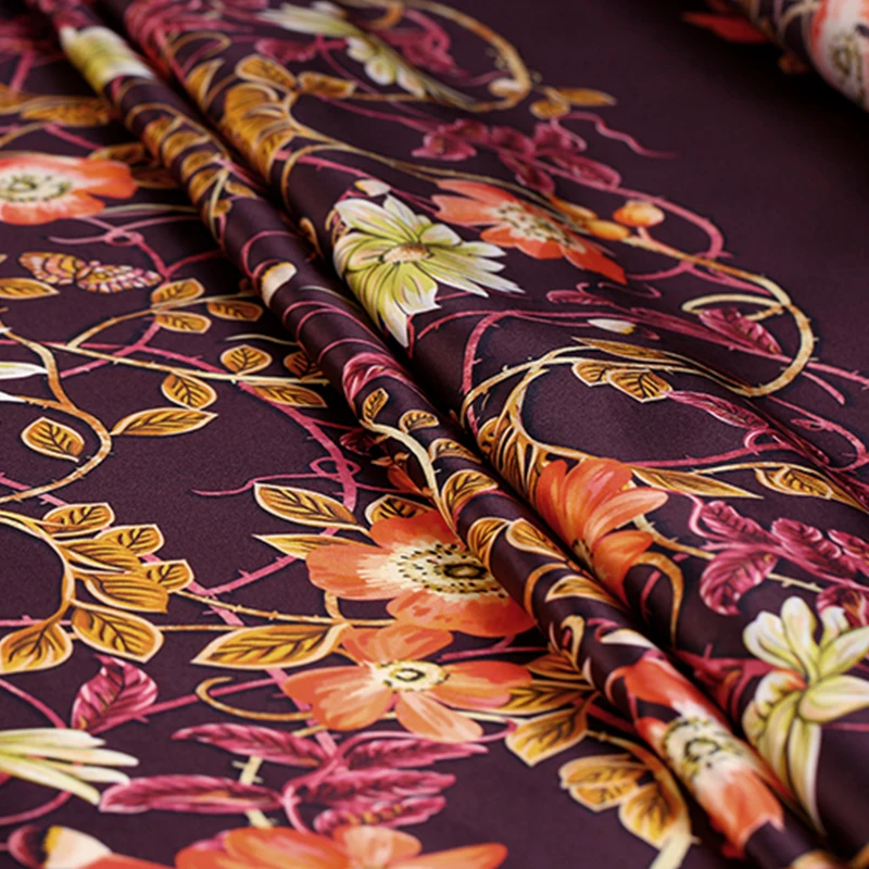

110*110CM 18MM Weight Red Brown Twill Silk Fabric for Summer Spring Suit Dress Jacket Coat E1414