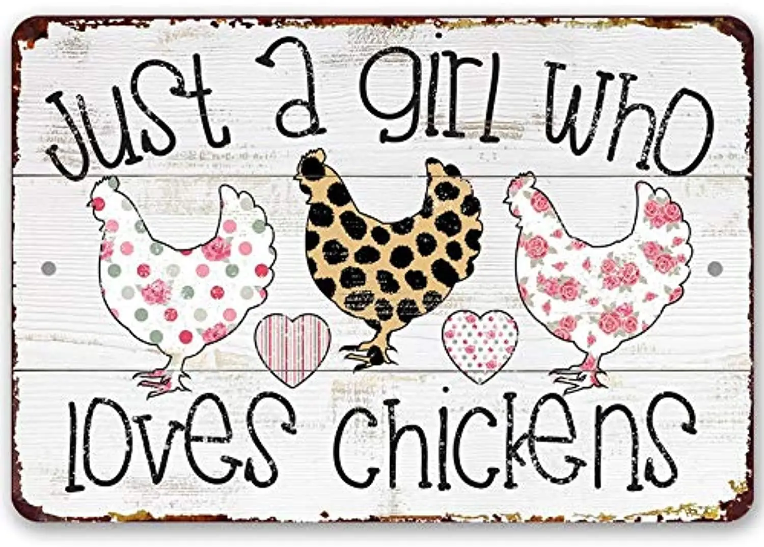 

Funny Bathroom Quote Vintage Metal Tin Sign Wall Decor Just A Girl Who Loves Chickens - 8 x 12 Aluminum Tin Awesome Metal Poster