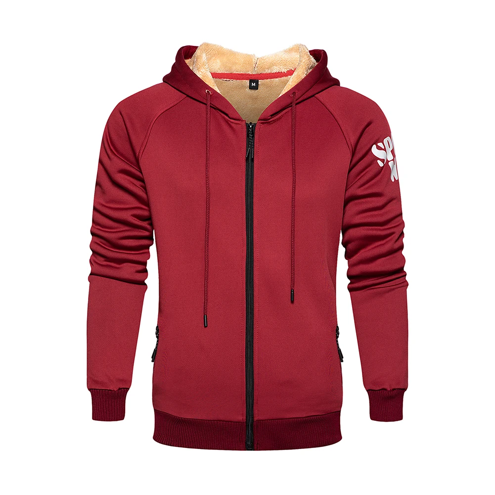 

Mens Winter Thick Warm Hoodies Fur Lined Super Warm Zipper Hoodie Jacket Men Fleece Sweatshirts Zipper Coat