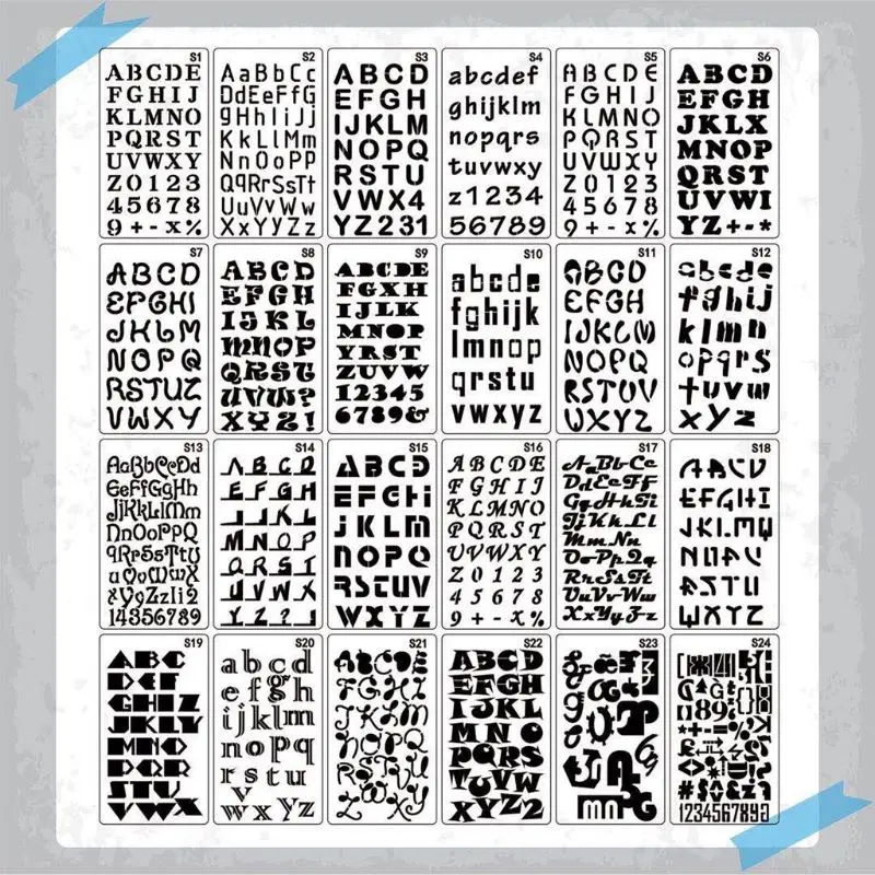 

G92E 24pcs/set Alphabet Letters Drawing Template Stencil Painting Embossing Scrapbooking DIY Album Decorative