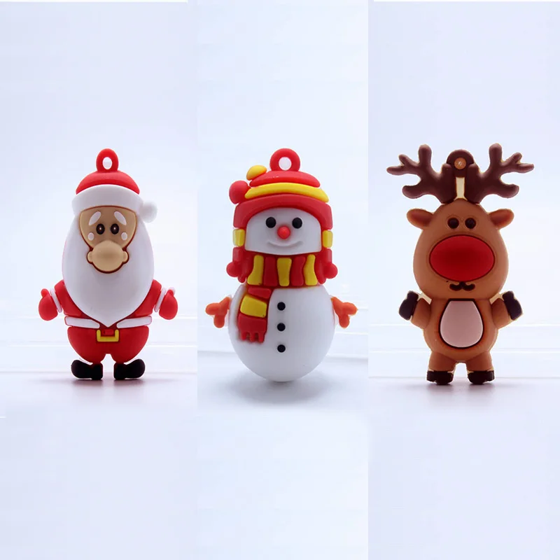 20 шт. 3D милый мультяшный Санта Клаус ПВХ брелок Подвеска Рождественский лось для