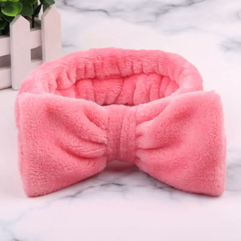 

Bow Headband Women Soft Coral Fleece Hairband Solid Hair Ties Girls Turban Wash Face Makeup Head Wraps Cat Ears Hair Accessories