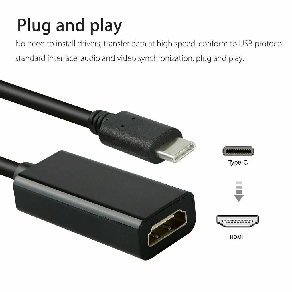 USB Type C to HDMI Adapter USB 3.1 USB-C to HDMI Adapter Male to Female Converter for MacBook2016/Huawei Matebook/Smasung S8